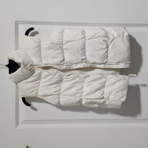 Lands End cream Puffer vest, girls Med 10-12